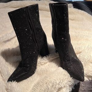 BLACK Rhinestone boots- Steve Madden dupe